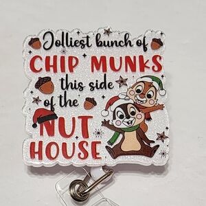 Funny Holiday Badge Reel Christmas Gift Jolliest Bunch‎ Stocking Stuffer